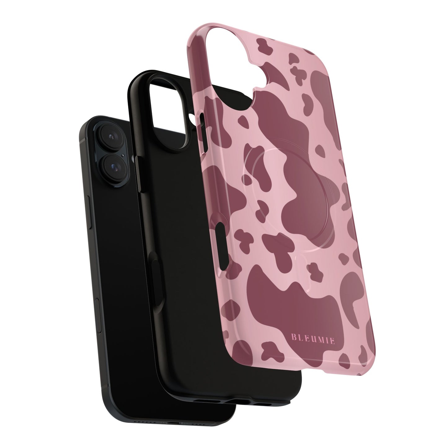 Mauve Cow Print MagSafe iPhone Cases BLEUMIE