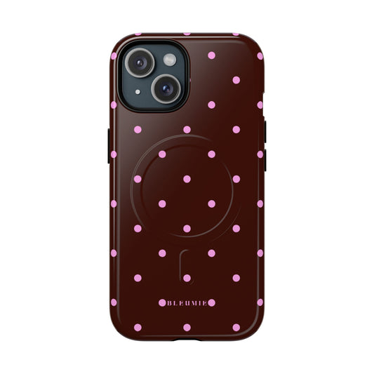 Berry Polka Dot MagSafe iPhone Cases iPhone 15 Glossy BLEUMIE
