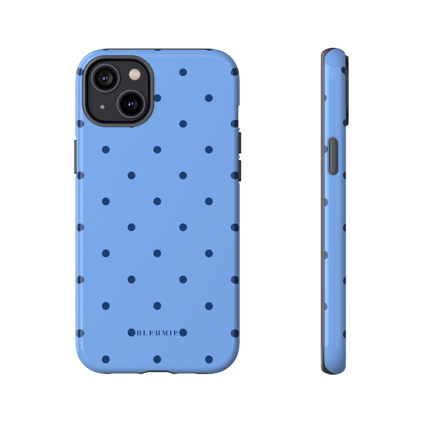 Blue Polka Dot Tough Phone Case iPhone 14 Plus BLEUMIE