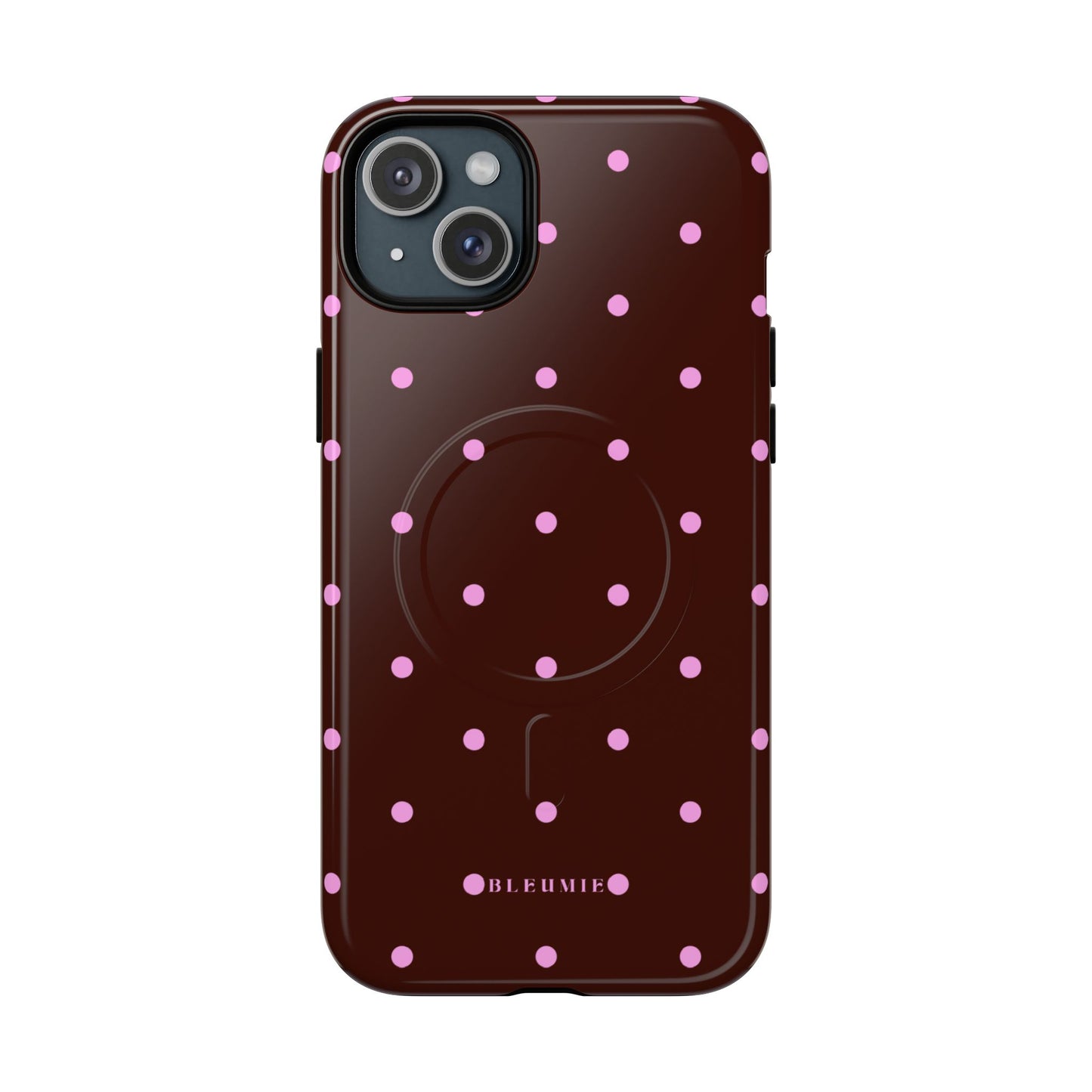 Berry Polka Dot MagSafe iPhone Cases iPhone 15 Plus Glossy BLEUMIE