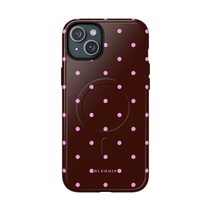 Berry Polka Dot MagSafe iPhone Cases iPhone 15 Plus Glossy BLEUMIE