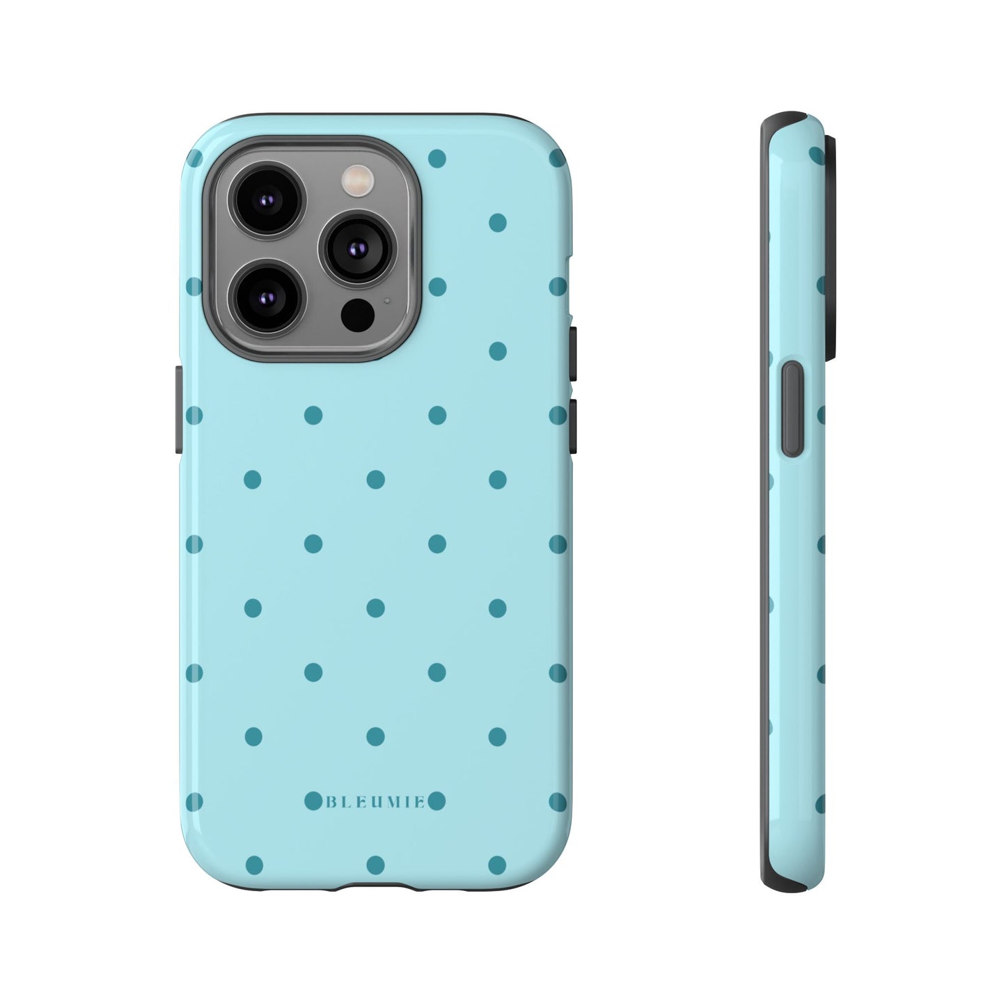 Mint Polka Dot Tough Phone Case iPhone 14 Pro BLEUMIE