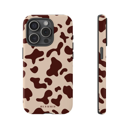 Mocha Cow Print Tough Phone Case iPhone 15 Pro BLEUMIE