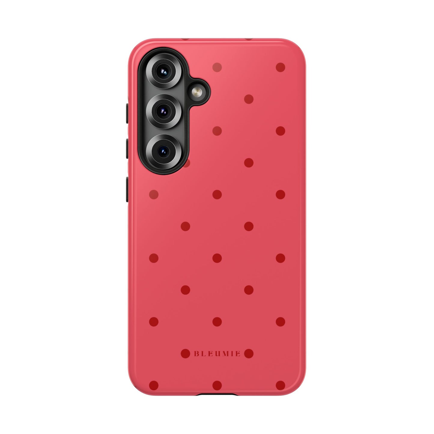 Crimson Polka Dot Tough Phone Case Samsung Galaxy S25 BLEUMIE
