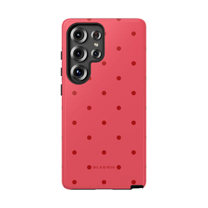 Crimson Polka Dot Tough Phone Case Samsung Galaxy S25 Ultra BLEUMIE