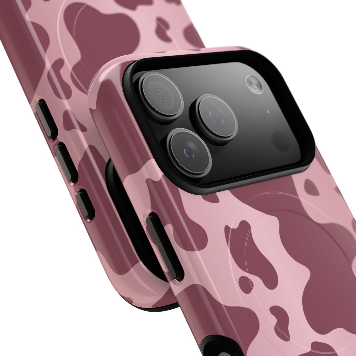 Mauve Cow Print MagSafe iPhone Cases BLEUMIE