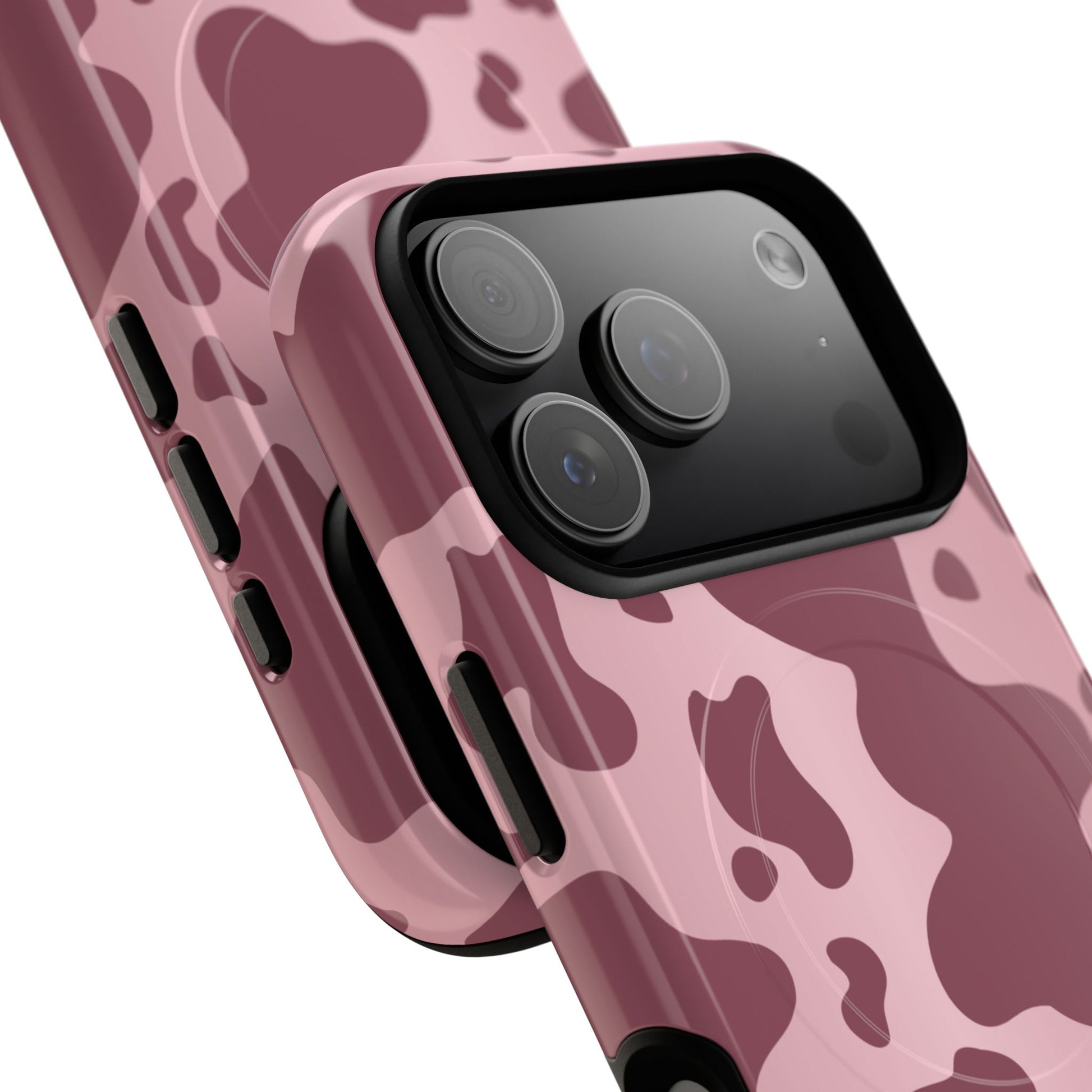 Mauve Cow Print MagSafe iPhone Cases BLEUMIE
