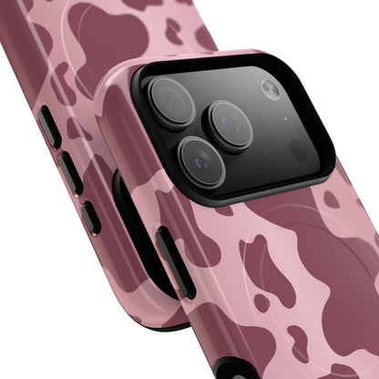 Mauve Cow Print MagSafe iPhone Cases BLEUMIE