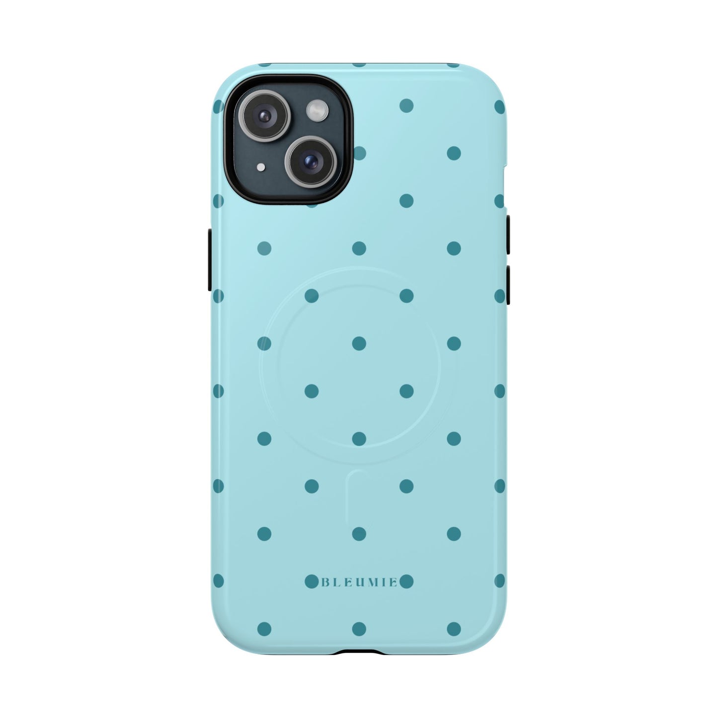 Mint Polka Dot MagSafe iPhone Cases iPhone 15 Plus Glossy BLEUMIE