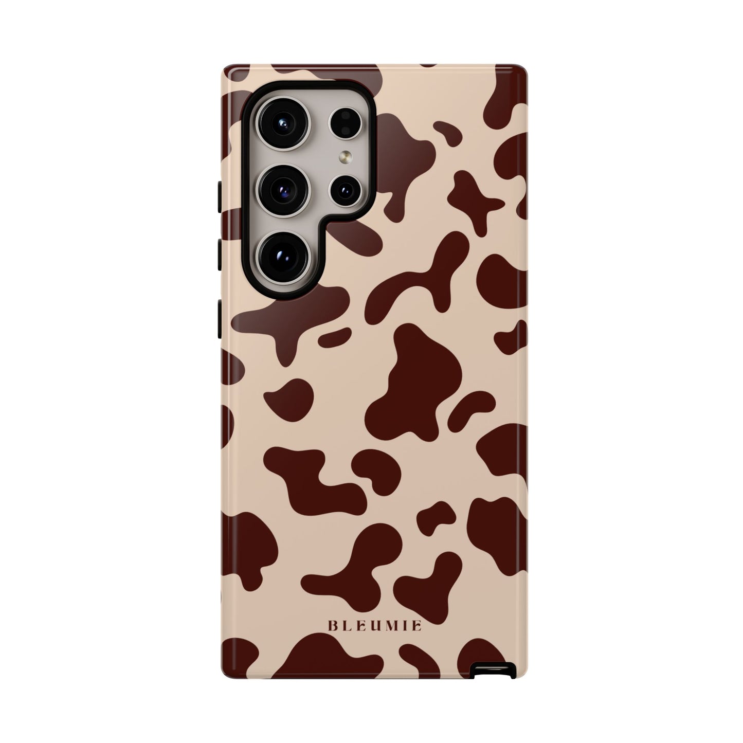 Mocha Cow Print Tough Phone Case Samsung Galaxy S24 Ultra BLEUMIE