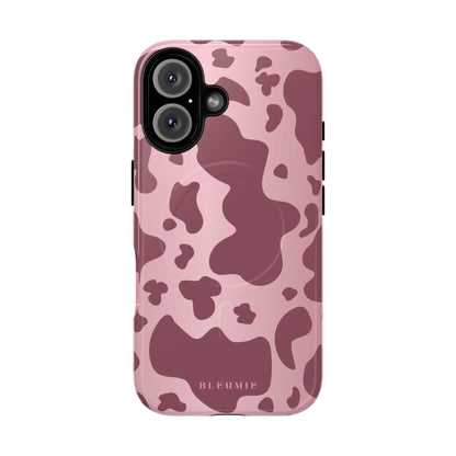 Mauve Cow Print MagSafe iPhone Cases iPhone 16 Glossy BLEUMIE