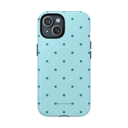 Mint Polka Dot MagSafe iPhone Cases iPhone 15 Glossy BLEUMIE