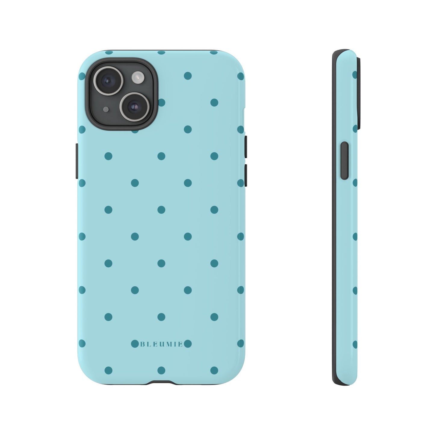 Mint Polka Dot Tough Phone Case iPhone 15 Plus BLEUMIE