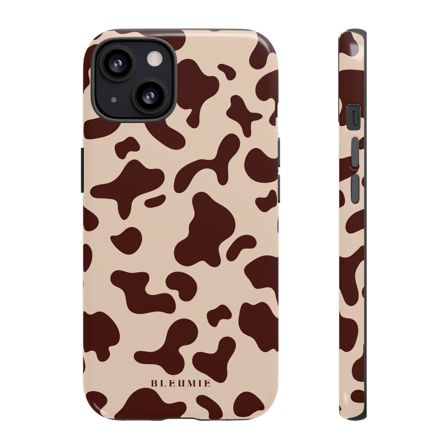 Mocha Cow Print Tough Phone Case iPhone 13 BLEUMIE