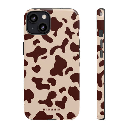 Mocha Cow Print Tough Phone Case iPhone 13 BLEUMIE