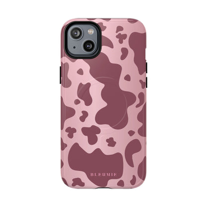 Mauve Cow Print MagSafe iPhone Cases iPhone 14 Plus Glossy BLEUMIE