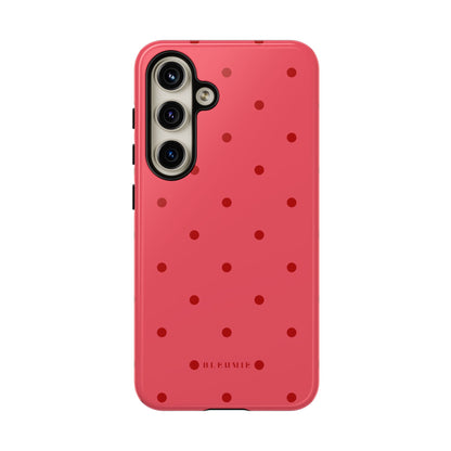 Crimson Polka Dot Tough Phone Case Samsung Galaxy S24 BLEUMIE