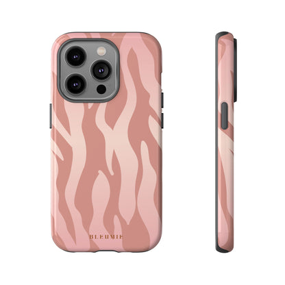 Rosé Zebra Print Tough Phone Case iPhone 14 Pro BLEUMIE