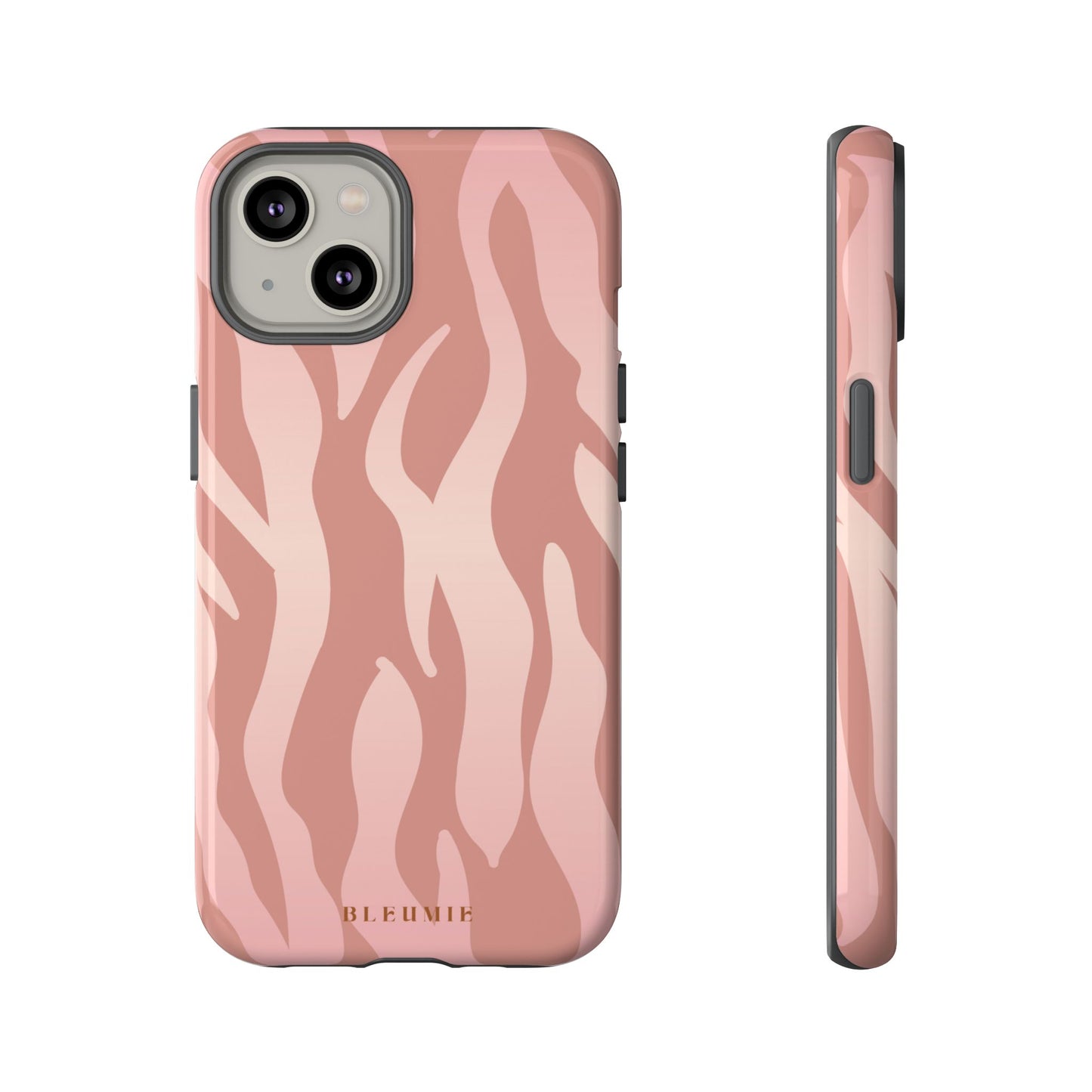 Rosé Zebra Print Tough Phone Case iPhone 14 BLEUMIE