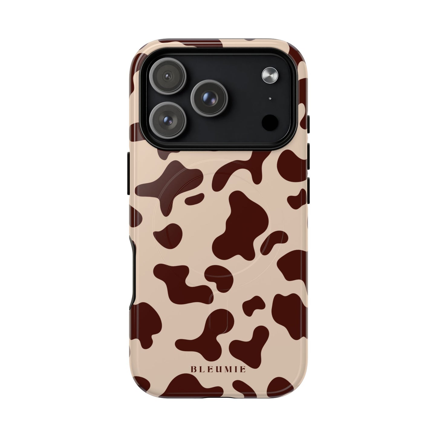 Mocha Cow Print MagSafe iPhone Cases iPhone 17 Pro Glossy BLEUMIE