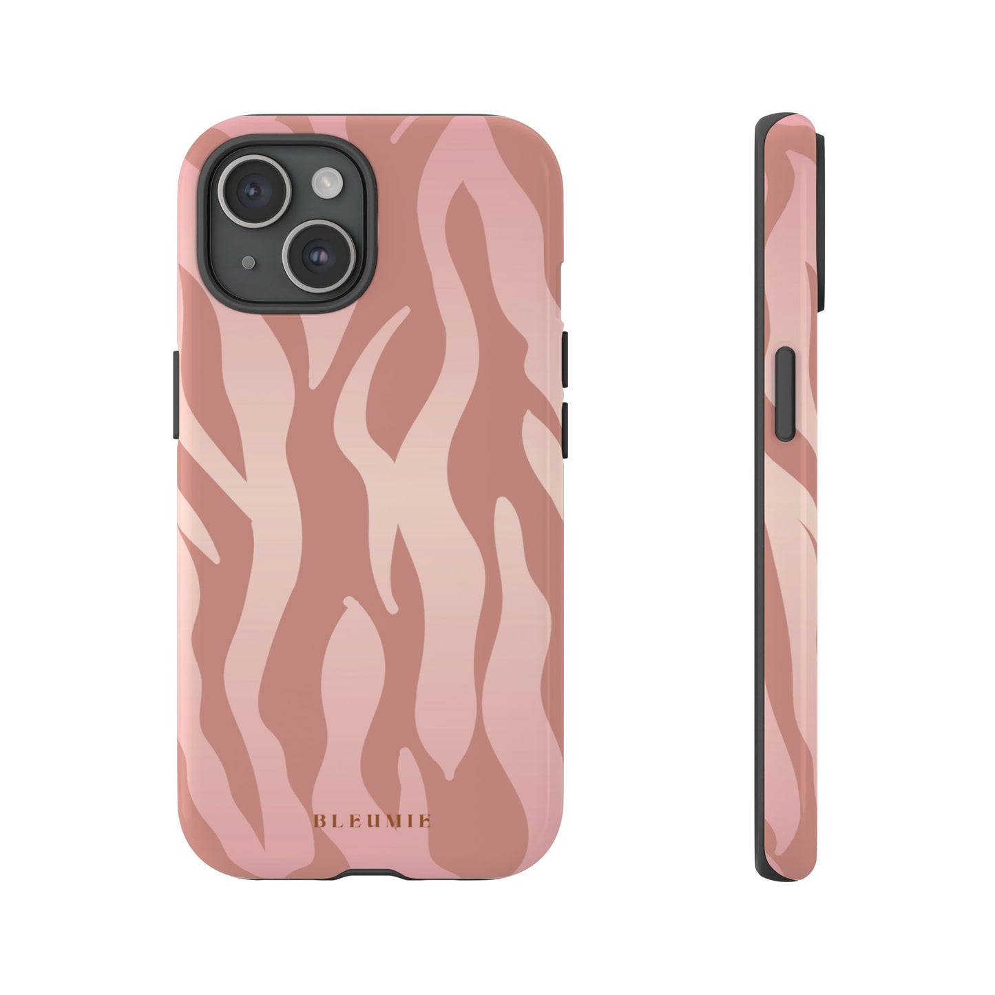 Rosé Zebra Print Tough Phone Case iPhone 15 BLEUMIE