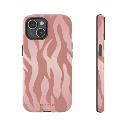 Rosé Zebra Print Tough Phone Case iPhone 15 BLEUMIE