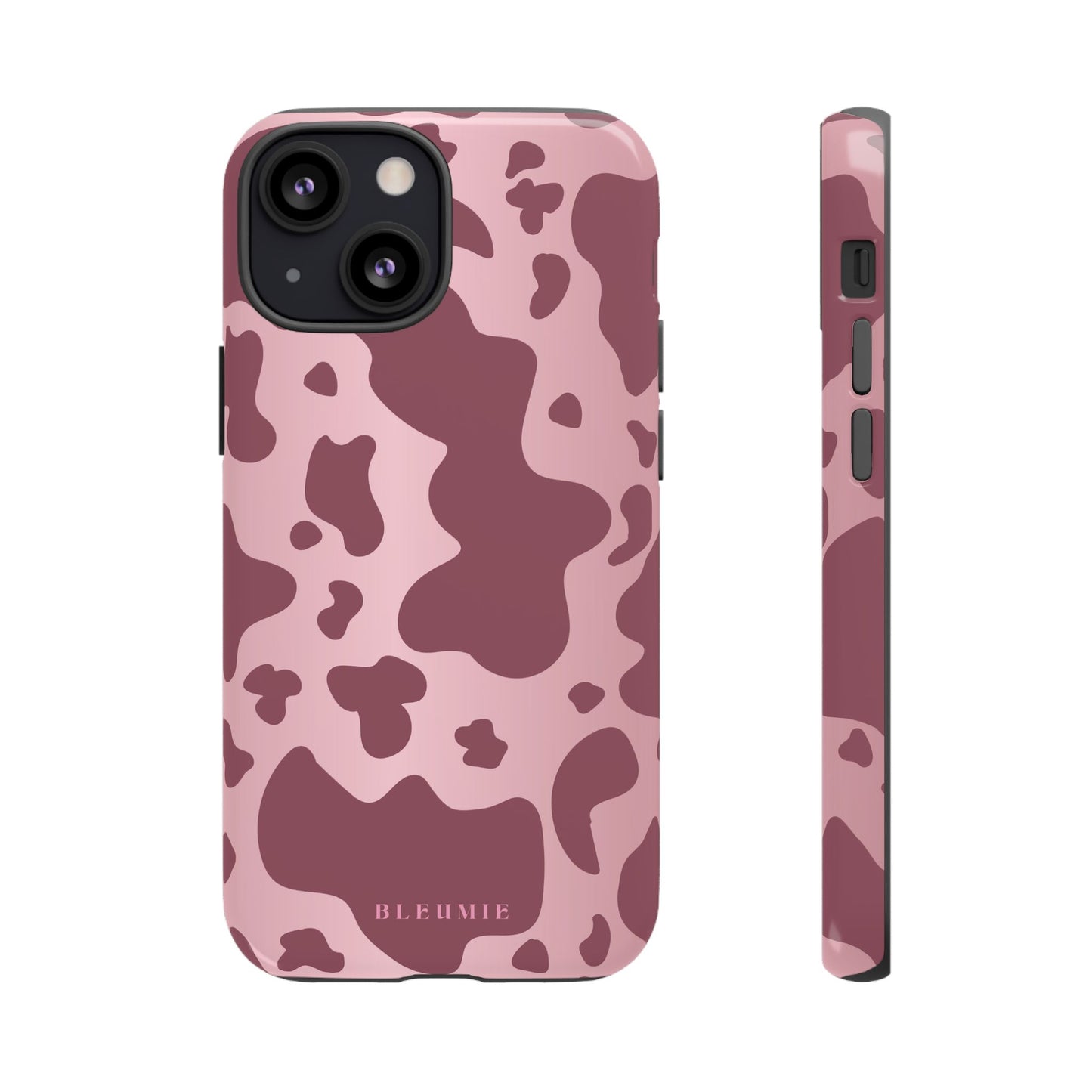 Mauve Cow Print Tough Phone Case iPhone 13 Mini BLEUMIE