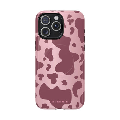 Mauve Cow Print MagSafe iPhone Cases iPhone 15 Pro Max Glossy BLEUMIE