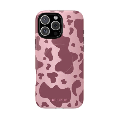 Mauve Cow Print MagSafe iPhone Cases iPhone 16 Pro Max Glossy BLEUMIE