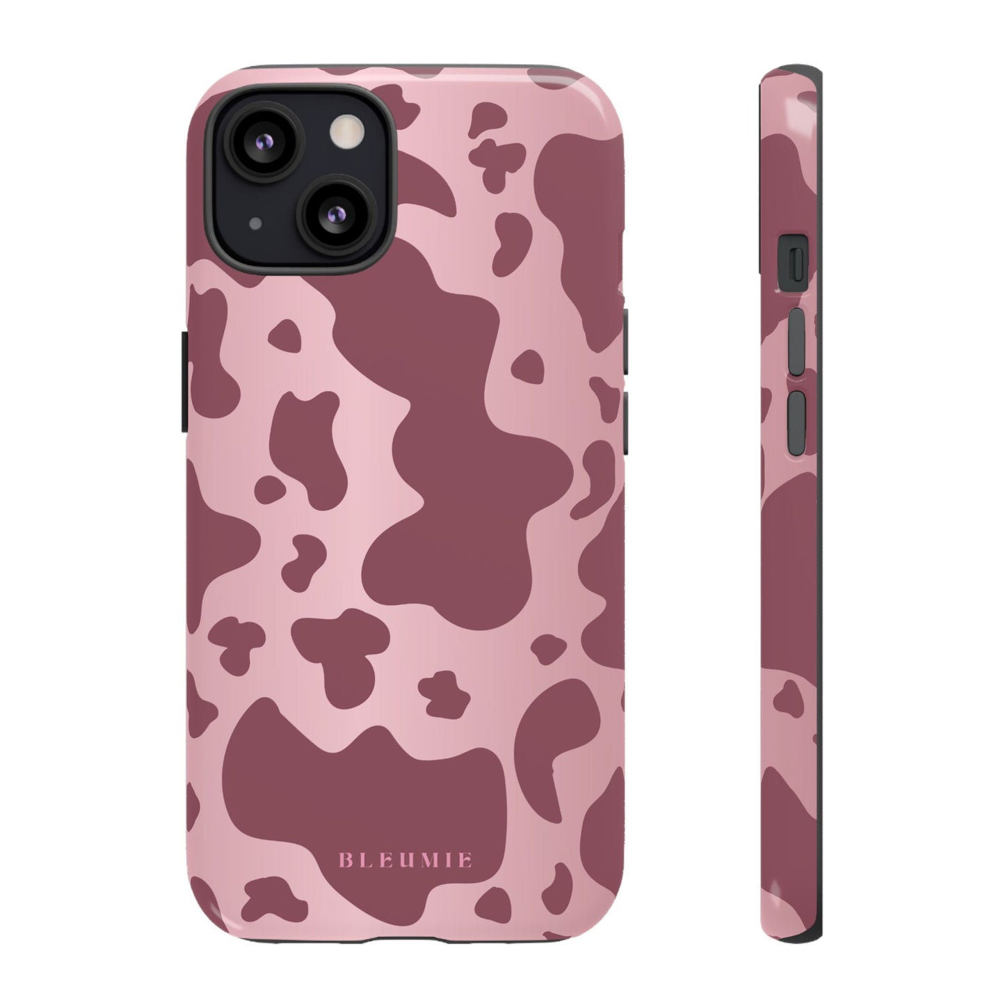 Mauve Cow Print Tough Phone Case iPhone 13 BLEUMIE