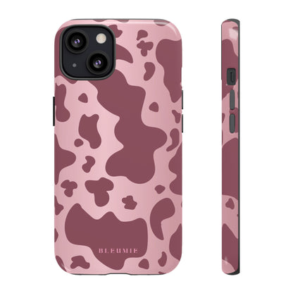 Mauve Cow Print Tough Phone Case iPhone 13 BLEUMIE