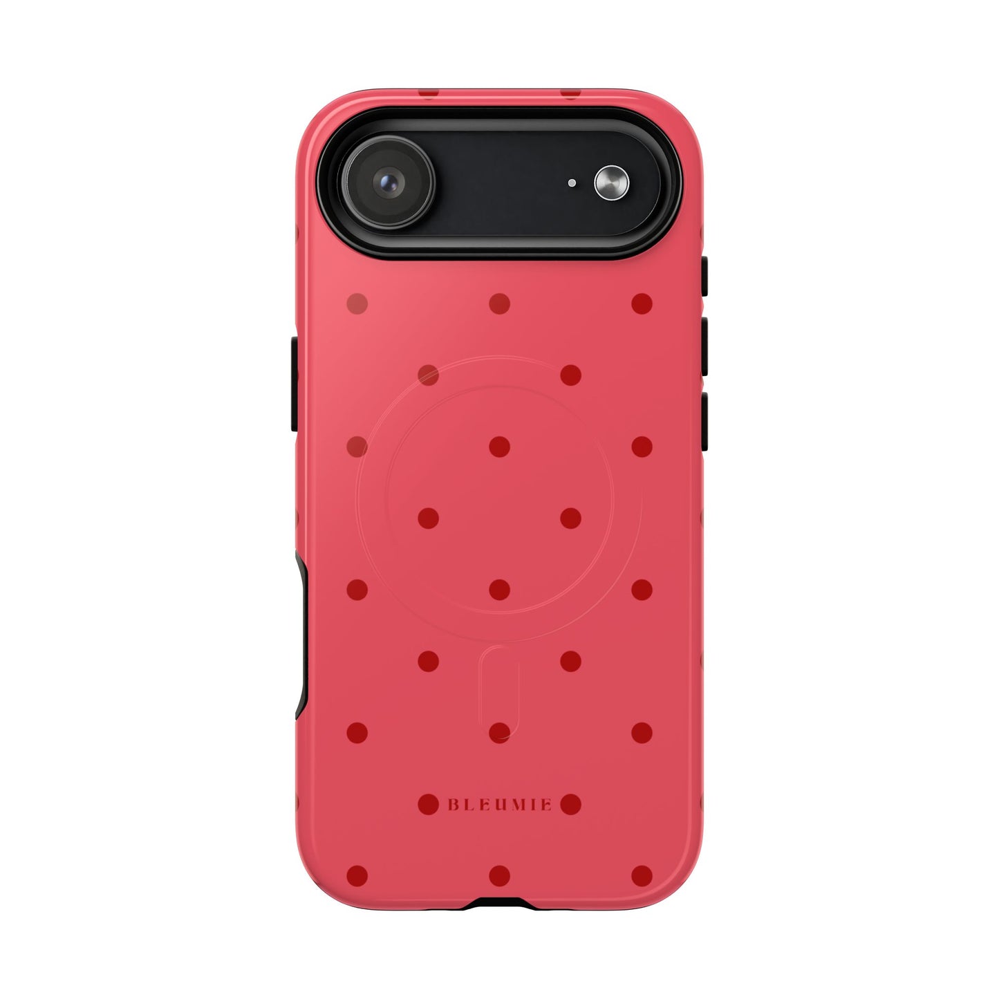 Crimson Polka Dot MagSafe iPhone Cases iPhone 17 Air Glossy BLEUMIE