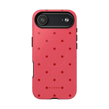 Crimson Polka Dot MagSafe iPhone Cases iPhone 17 Air Glossy BLEUMIE
