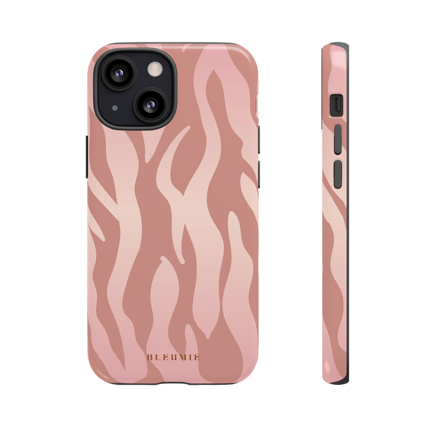 Rosé Zebra Print Tough Phone Case iPhone 13 Mini BLEUMIE