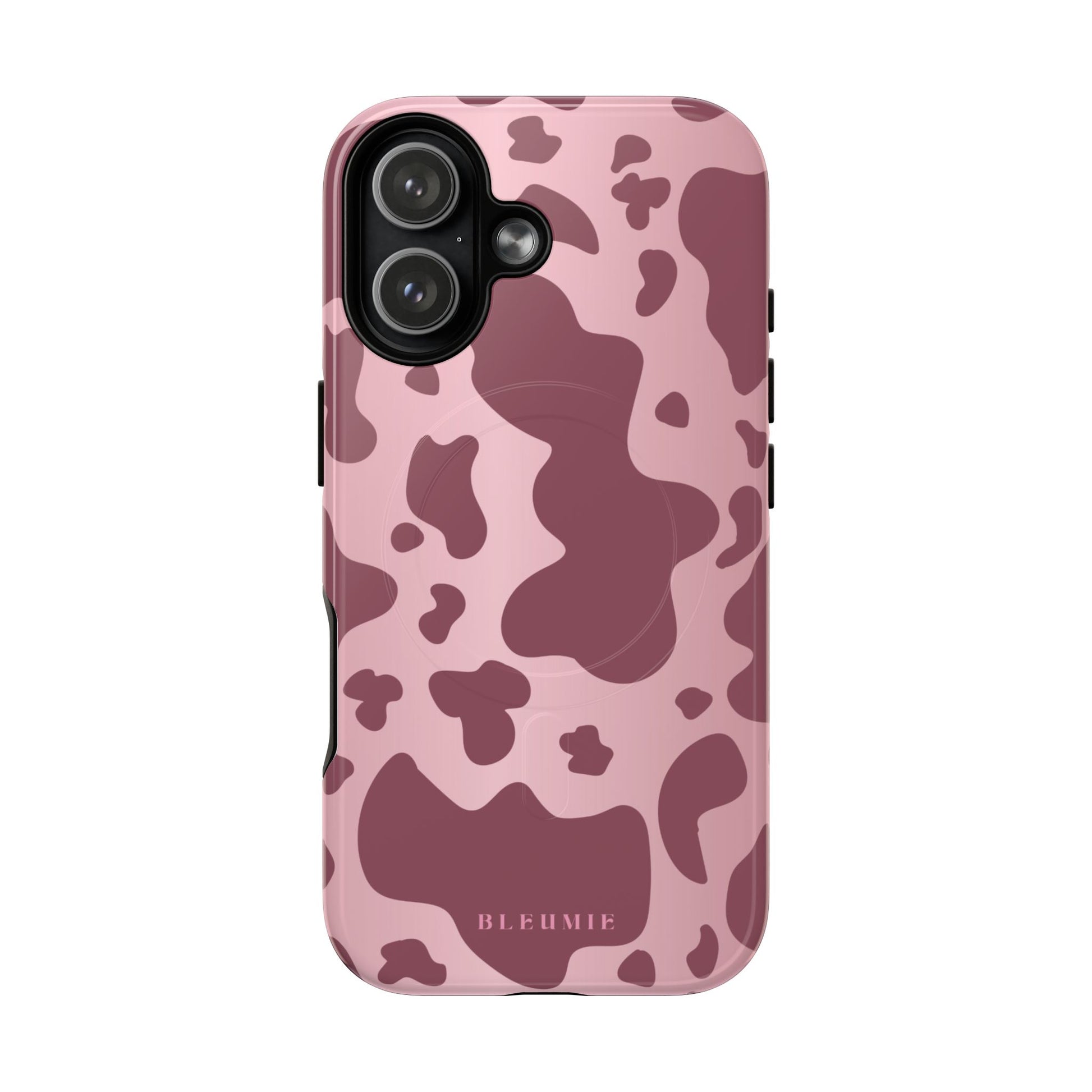 Mauve Cow Print MagSafe iPhone Cases iPhone 17 Glossy BLEUMIE