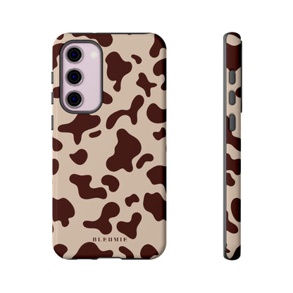 Mocha Cow Print Tough Phone Case Samsung Galaxy S23 Plus BLEUMIE