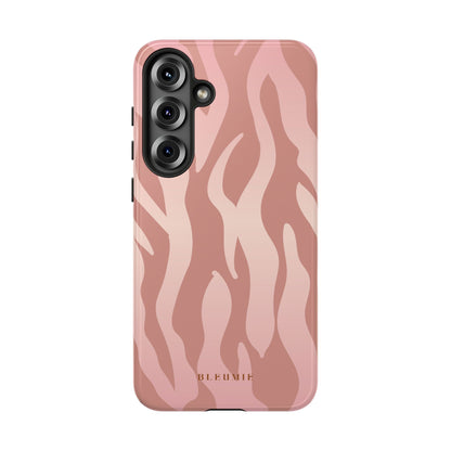 Rosé Zebra Print Tough Phone Case Samsung Galaxy S25 Plus BLEUMIE