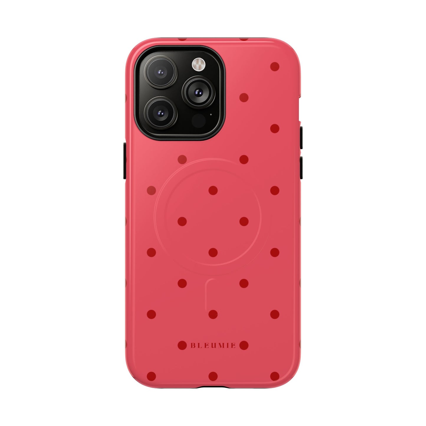 Crimson Polka Dot MagSafe iPhone Cases iPhone 14 Pro Max Glossy BLEUMIE