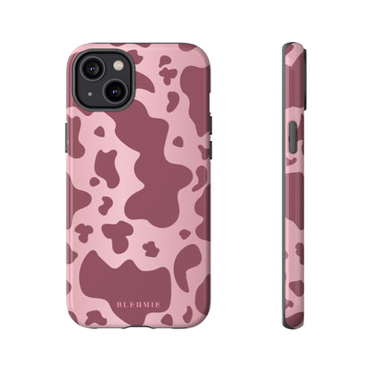 Mauve Cow Print Tough Phone Case iPhone 14 Plus BLEUMIE