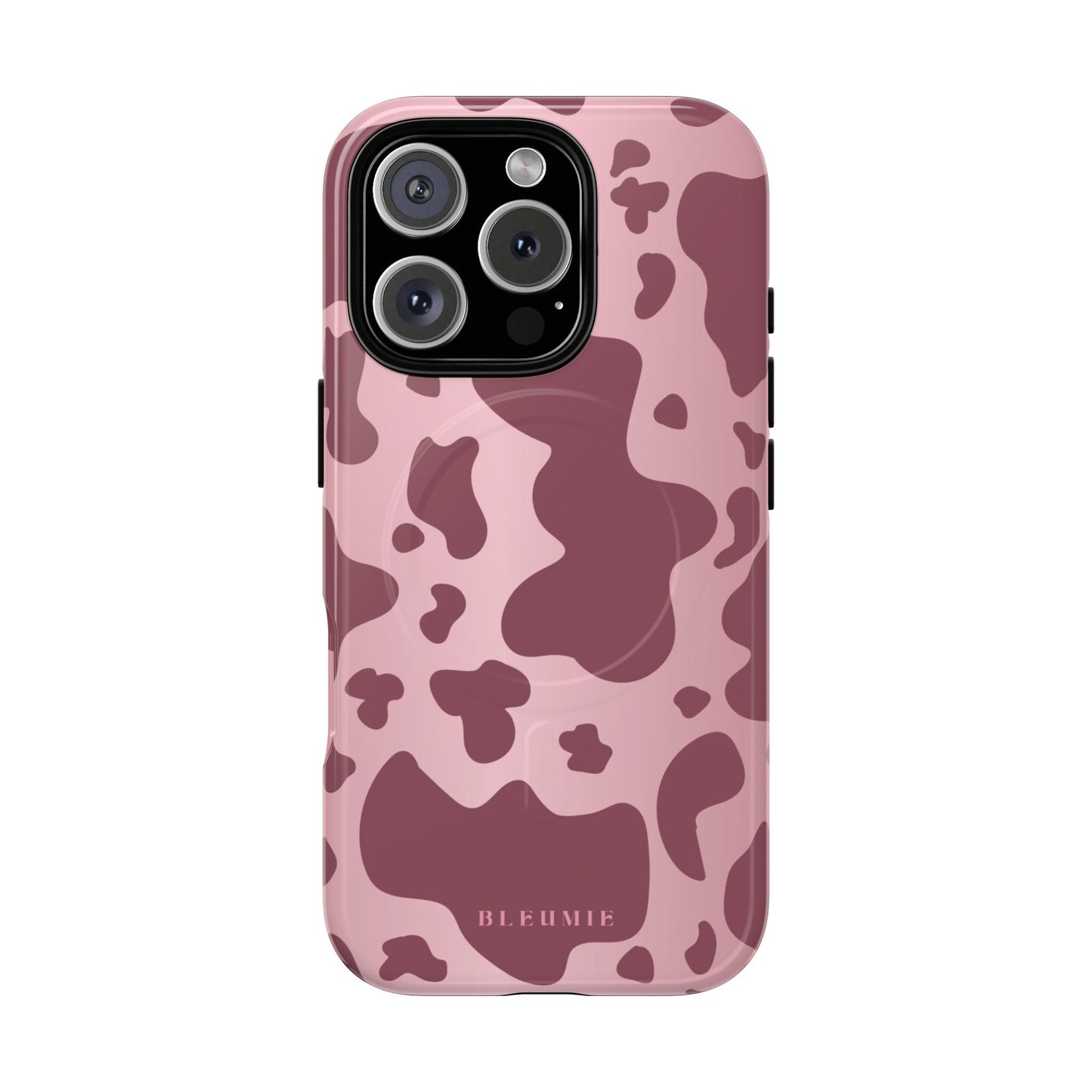 Mauve Cow Print MagSafe iPhone Cases iPhone 16 Pro Glossy BLEUMIE