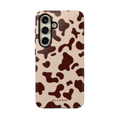 Mocha Cow Print Tough Phone Case Samsung Galaxy S24 BLEUMIE
