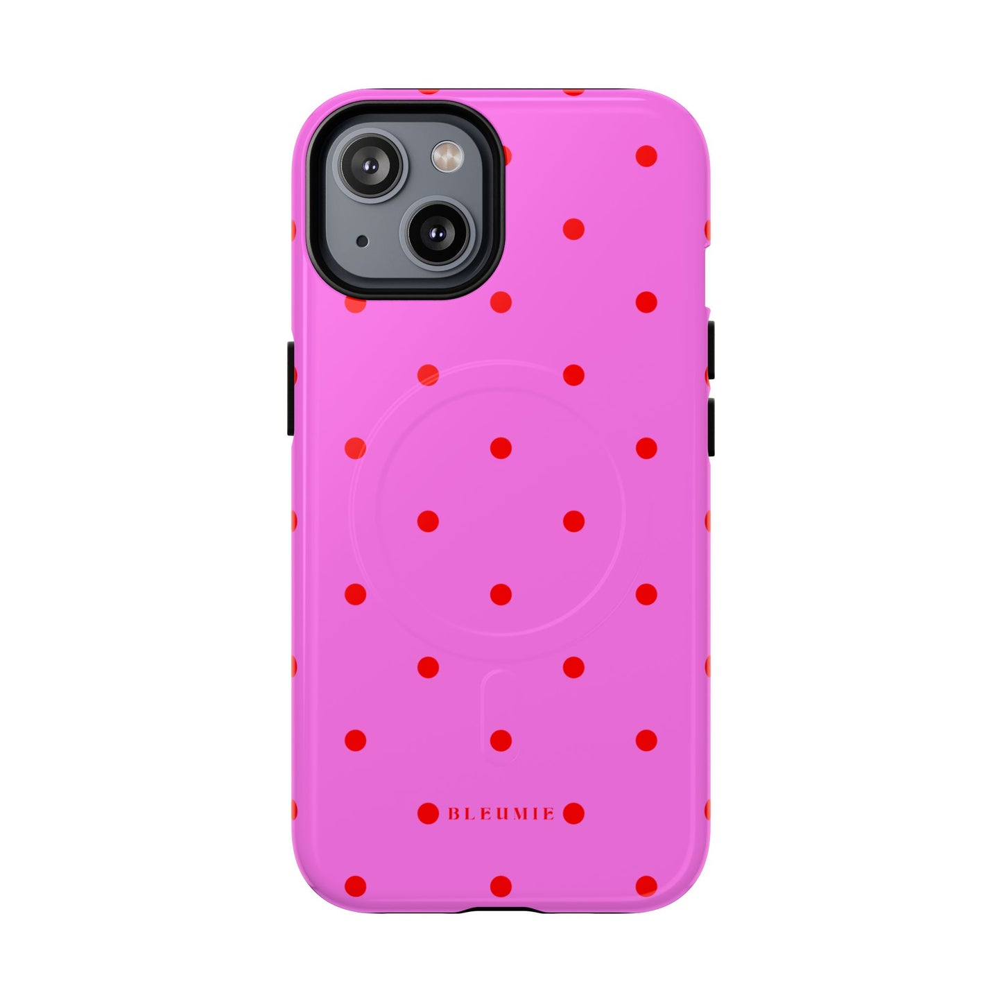 Pinka Polka Dot MagSafe iPhone Cases iPhone 14 Glossy BLEUMIE
