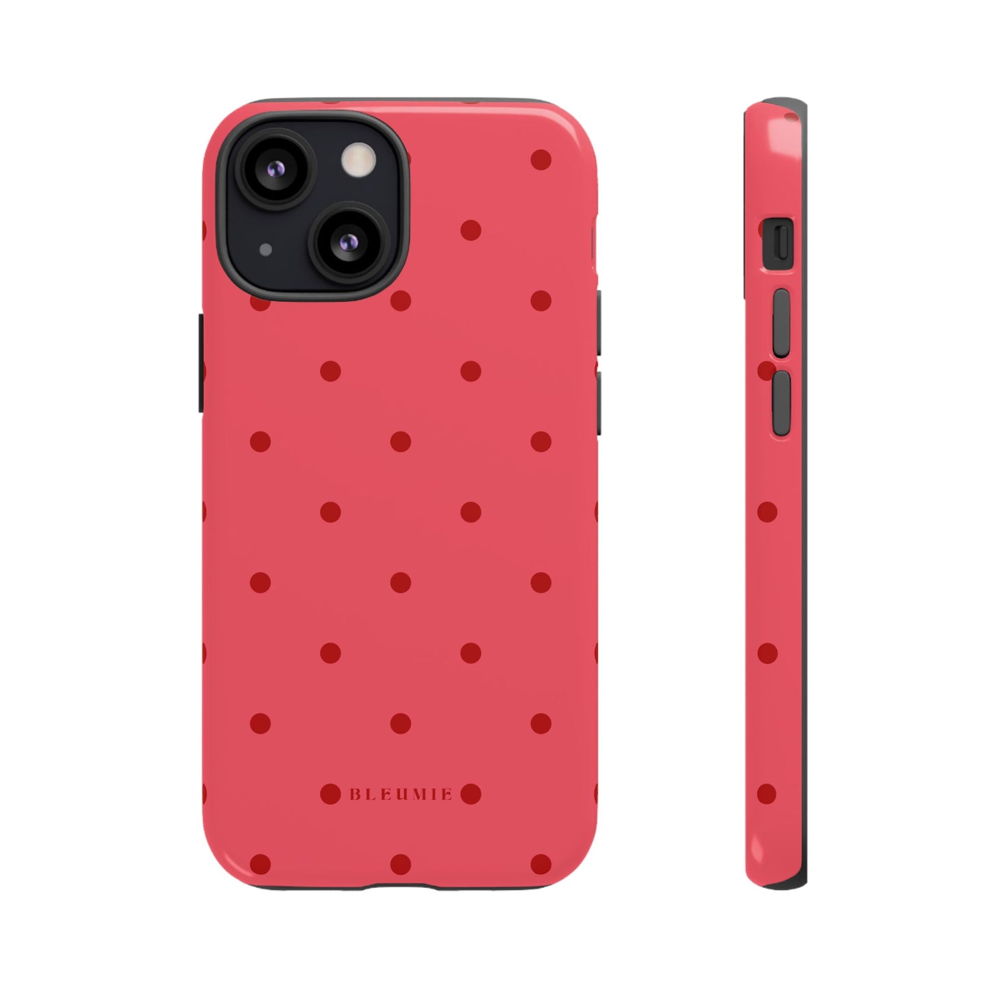 Crimson Polka Dot Tough Phone Case iPhone 13 Mini BLEUMIE