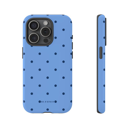 Blue Polka Dot Tough Phone Case iPhone 15 Pro BLEUMIE