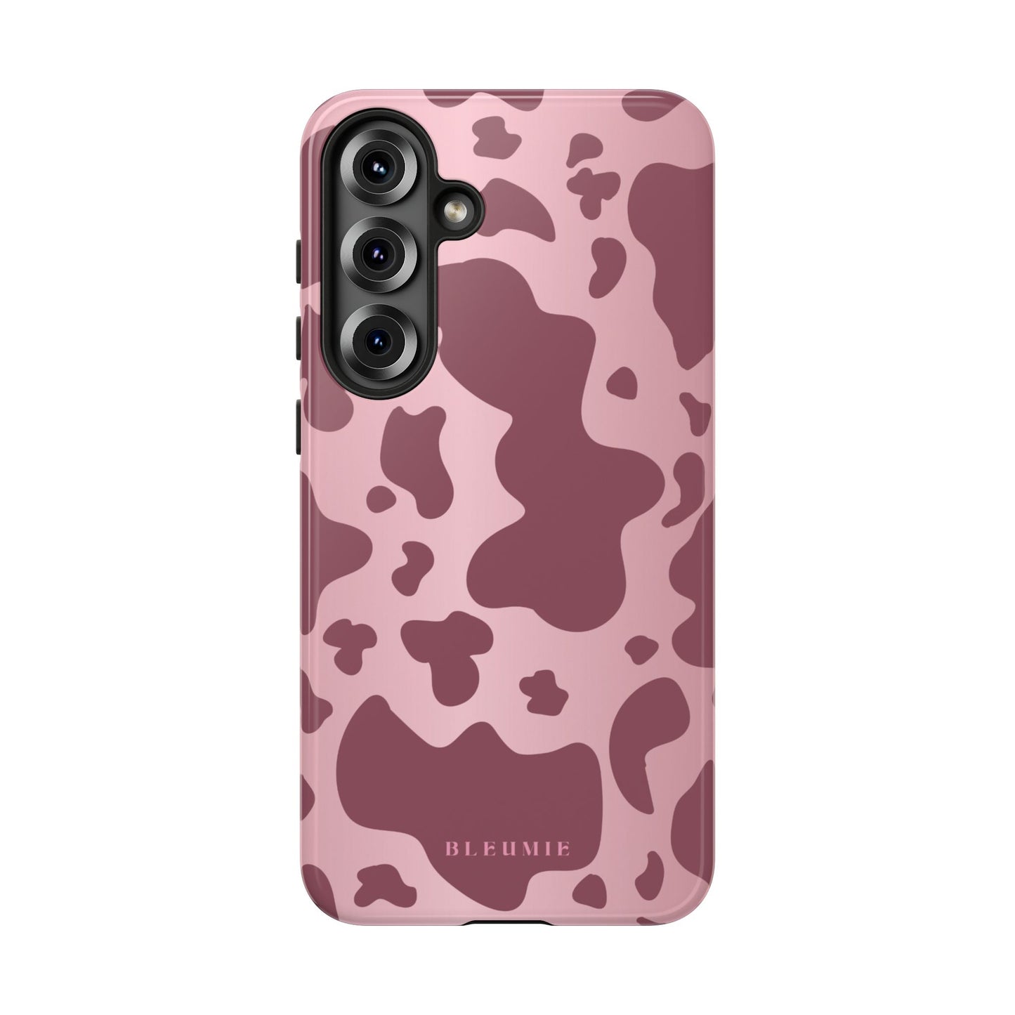 Mauve Cow Print Tough Phone Case Samsung Galaxy S25 Plus BLEUMIE