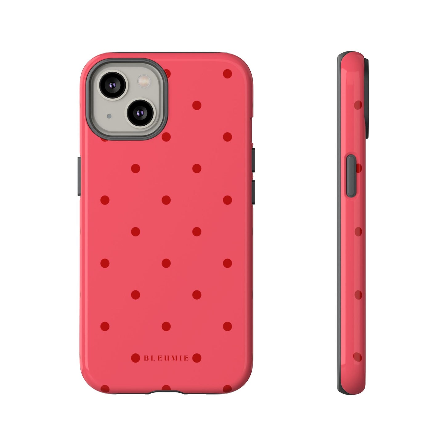 Crimson Polka Dot Tough Phone Case iPhone 14 BLEUMIE