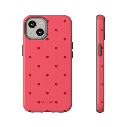 Crimson Polka Dot Tough Phone Case iPhone 14 BLEUMIE