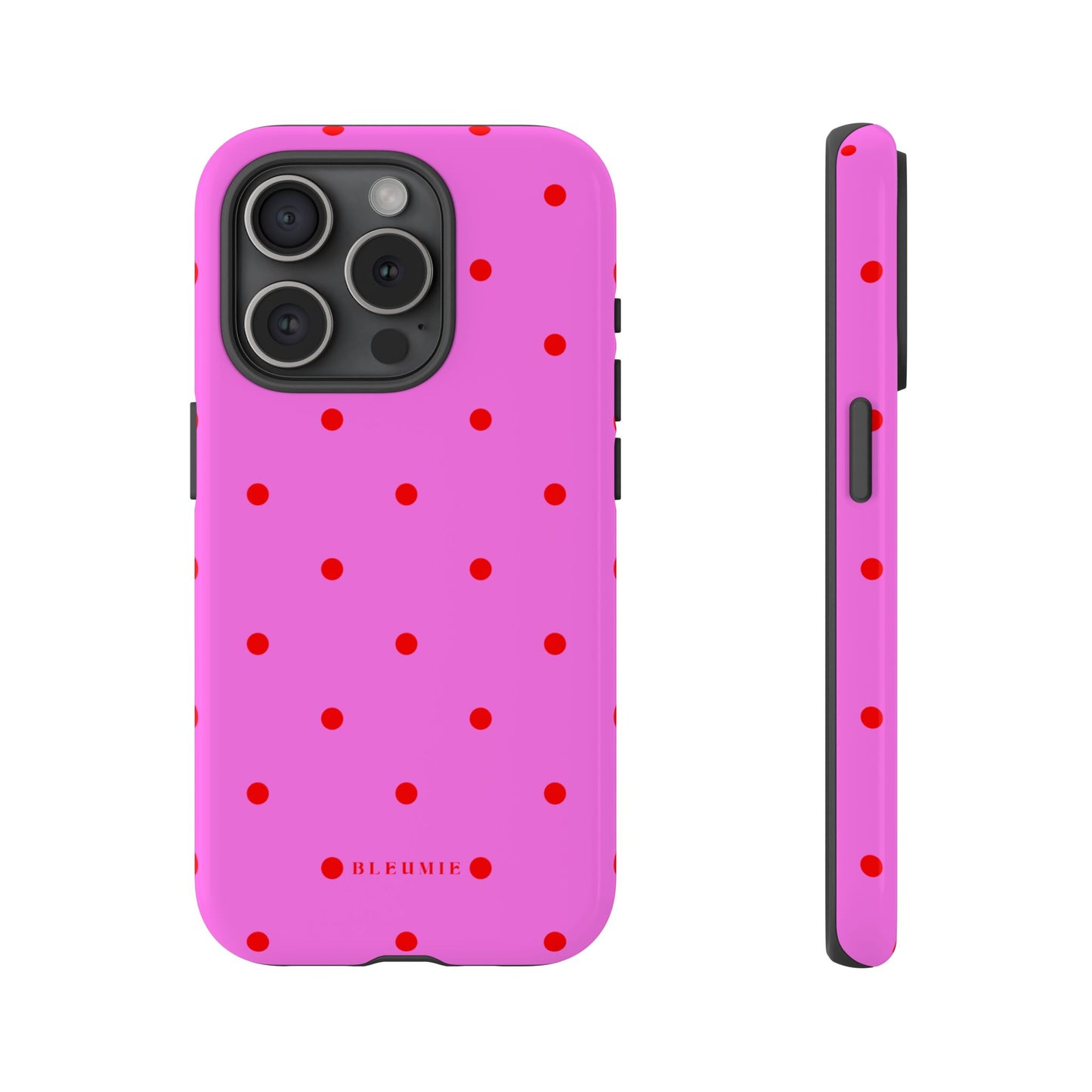 Pinka Polka Dot Tough Phone Case iPhone 15 Pro BLEUMIE