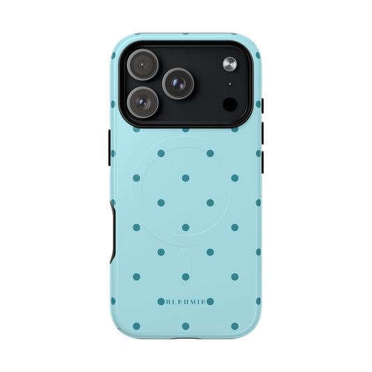 Mint Polka Dot MagSafe iPhone Cases iPhone 17 Pro Glossy BLEUMIE