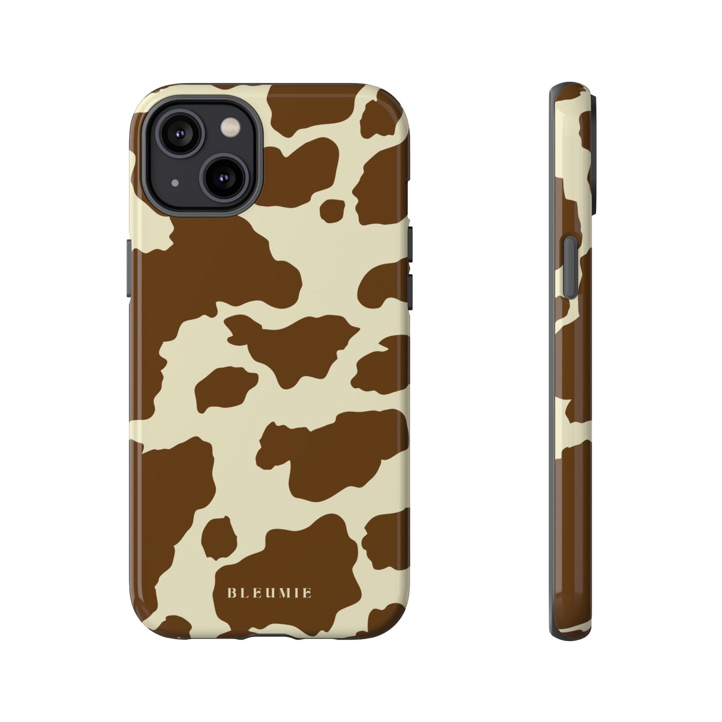 Camo Cow Print Tough Phone Case iPhone 14 Plus BLEUMIE